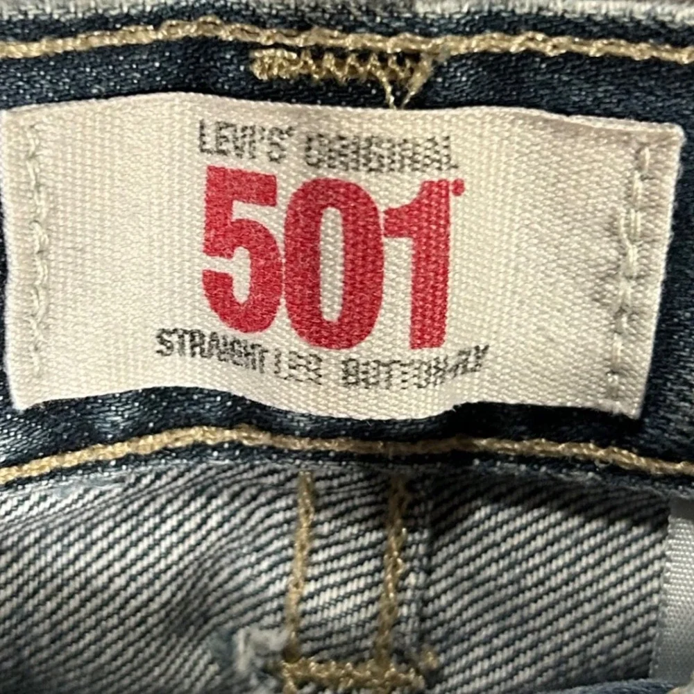 Levis 501 Straight Leg Button Fly Jeans Men's 40x32‎ Denim Blue Distressed Worn